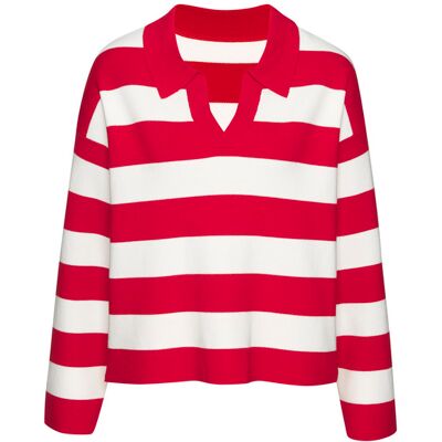 Lascana Polokragenpullover Damen Rot-Weiß Gr.32/34 Lascana Polokragenpullover Damen Rot-Weiß Gr.32/34