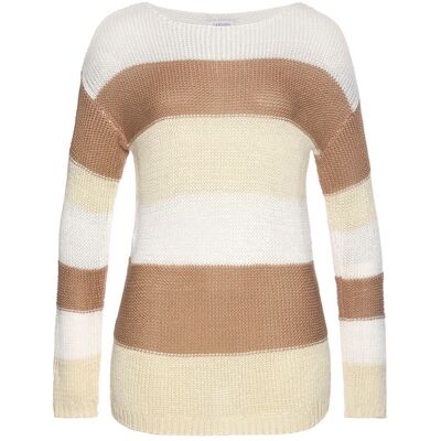 Lascana Streifenpullover Damen Sand-Beige-Creme Gr.36/38 Lascana Streifenpullover Damen Sand-Beige-Creme Gr.36/38
