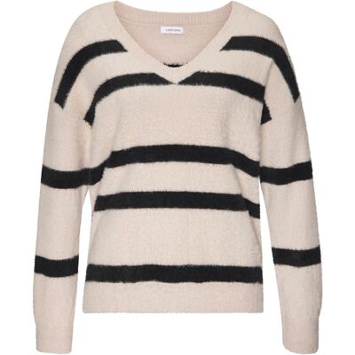 Lascana Streifenpullover Damen Sand-Schwarz Gr.44/46 Lascana Streifenpullover Damen Sand-Schwarz Gr.44/46