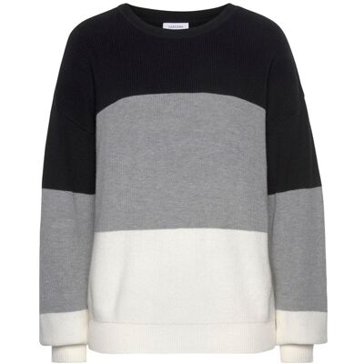 Lascana Strickpullover Damen Schwarz-Grau-Creme Gr.44/46 Lascana Strickpullover Damen Schwarz-Grau-Creme Gr.44/46