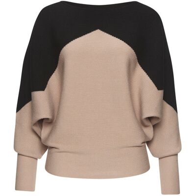 Lascana Strickpullover Damen Schwarz-Sand Gr.32/34 Lascana Strickpullover Damen Schwarz-Sand Gr.32/34