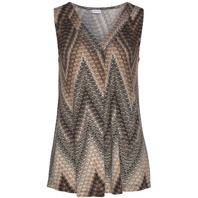 Lascana Tanktop Damen Schwarz-Braun-Creme Bedruckt Gr.40/42 Lascana Tanktop Damen Schwarz-Braun-Creme Bedruckt Gr.40/42
