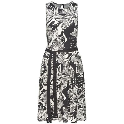 Vivance By Lascana Jerseykleid Damen Schwarz-Creme Bedruckt Gr.40 Vivance By Lascana Jerseykleid Damen Schwarz-Creme Bedruckt Gr.40
