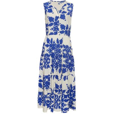 Vivance By Lascana Maxikleid Damen Creme-Blau Bedruckt Gr.36 Vivance By Lascana Maxikleid Damen Creme-Blau Bedruckt Gr.36