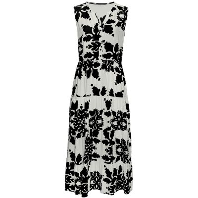 Vivance By Lascana Maxikleid Damen Creme-Schwarz Bedruckt Gr.38 Vivance By Lascana Maxikleid Damen Creme-Schwarz Bedruckt Gr.38