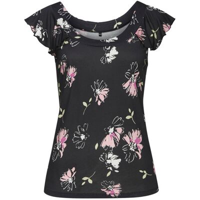Vivance By Lascana Rundhalsshirt Damen Schwarz-Mauve Bedruckt Gr.40/42 Vivance By Lascana Rundhalsshirt Damen Schwarz-Mauve Bedruckt Gr.40/42