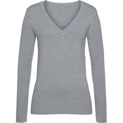 Vivance By Lascana V-Ausschnitt-Pullover Damen Grau-Meliert Gr.36/38 Vivance By Lascana V-Ausschnitt-Pullover Damen Grau-Meliert Gr.36/38