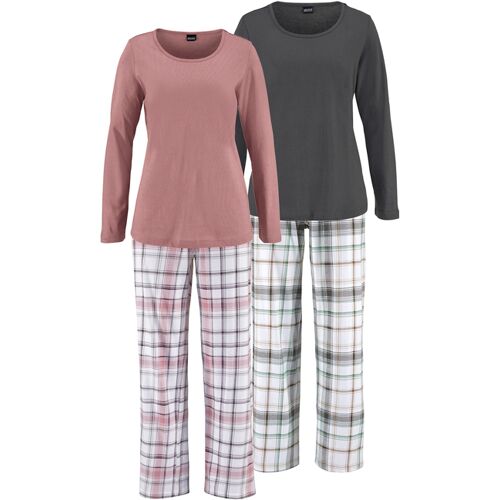 Arizona Damen Schlafanzug Mauve Kariert+ Grau Kariert Gr.36/38