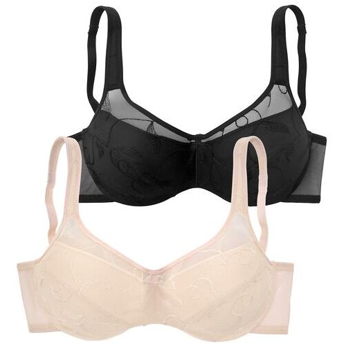 Petite Fleur Minimizer-Bh Damen Puder+schwarz Gr.90e