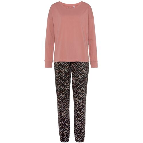 Vivance Dreams Damen Pyjama Aprikose-Schwarz Gr.44/46