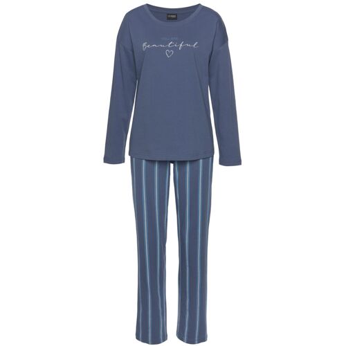 Vivance Dreams Damen Pyjama Blau-Gestreift Gr.40/42