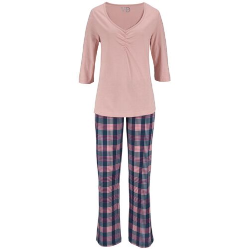 Vivance Dreams Damen Pyjama Hellrosa-Navy Gr.48/50