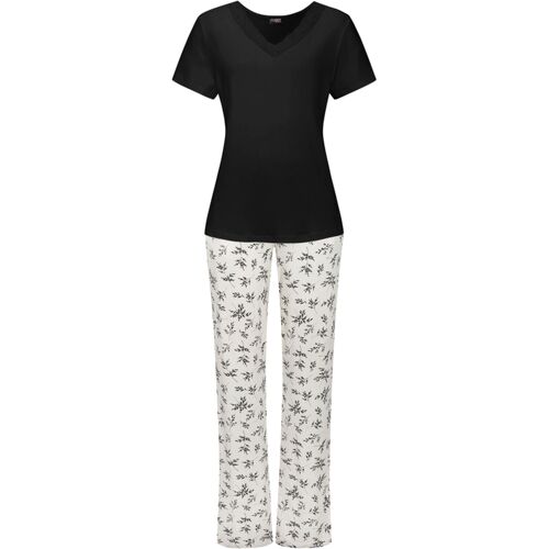 Vivance Dreams Damen Pyjama Schwarz/creme-Geblümt Gr.44/46
