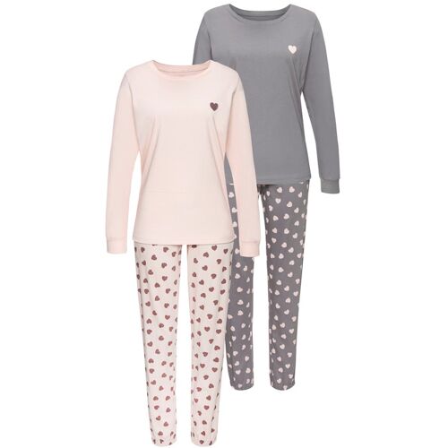 Vivance Dreams Damen Pyjama Taupe + Rosa Gr.40/42