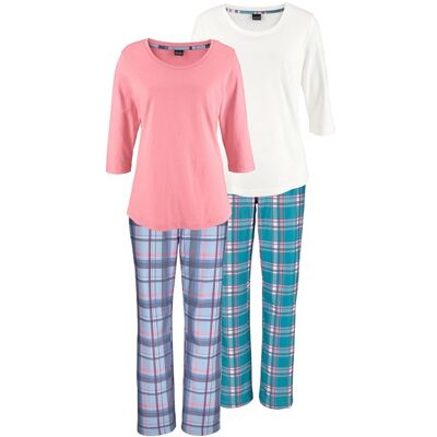 Arizona Damen Pyjama Koralle-Kariert, Ecru-Kariert Gr.32/34 Arizona Damen Pyjama Koralle-Kariert, Ecru-Kariert Gr.32/34