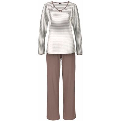 H.I.S Damen Pyjama Creme-Taupe Gr.44/46 H.I.S Damen Pyjama Creme-Taupe Gr.44/46