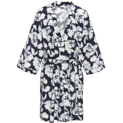 Lascana Damen Kimono Blau-Gemustert Gr.40/42 Lascana Damen Kimono Blau-Gemustert Gr.40/42