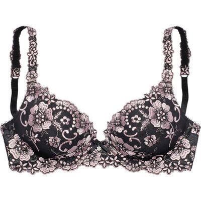 Lascana Push-Up-Bh Damen Schwarz-Rose Gr.70d Lascana Push-Up-Bh Damen Schwarz-Rose Gr.70d
