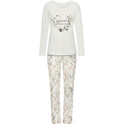 Lascana Damen Pyjama Ecru-Gemustert Gr.36/38 Lascana Damen Pyjama Ecru-Gemustert Gr.36/38