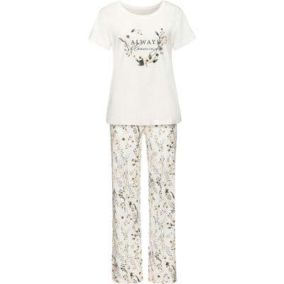 Lascana Damen Pyjama Ecru-Gemustert Gr.36/38 Lascana Damen Pyjama Ecru-Gemustert Gr.36/38