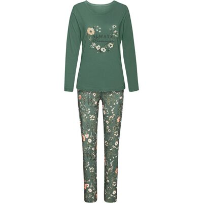 Lascana Damen Pyjama Grün-Gemustert Gr.40/42 Lascana Damen Pyjama Grün-Gemustert Gr.40/42