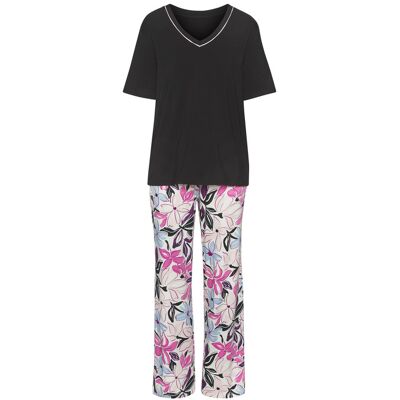 Lascana Damen Pyjama Rosa-Schwarz-Geblümt Gr.36/38 Lascana Damen Pyjama Rosa-Schwarz-Geblümt Gr.36/38