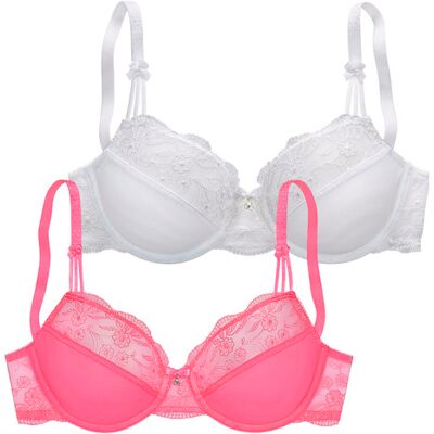 Nuance By Lascana Bügel-Bh Damen Pink+weiß Gr.80d Nuance By Lascana Bügel-Bh Damen Pink+weiß Gr.80d
