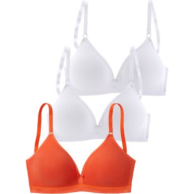 Petite Fleur By Lascana Bralette-Bh Damen 2xweiß+1xmanderine Gr.75b Petite Fleur By Lascana Bralette-Bh Damen 2xweiß+1xmanderine Gr.75b