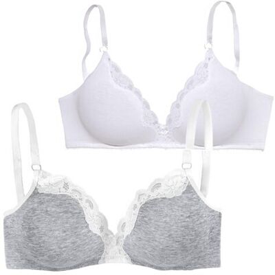 Petite Fleur By Lascana Bralette-Bh Damen Hellgrau-Meliert+ Weiß Gr.70b Petite Fleur By Lascana Bralette-Bh Damen Hellgrau-Meliert+ Weiß Gr.70b