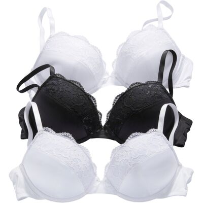 Petite Fleur By Lascana Push-Up-Bh Damen 2x Weiß + 1x Schwarz Gr.75aa Petite Fleur By Lascana Push-Up-Bh Damen 2x Weiß + 1x Schwarz Gr.75aa