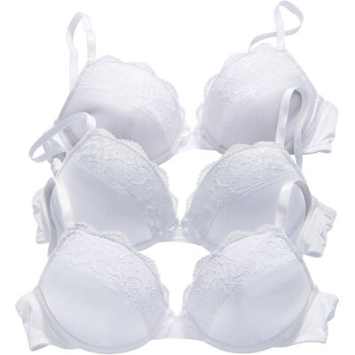 Petite Fleur By Lascana Push-Up-Bh Damen 3x Weiß Gr.80b Petite Fleur By Lascana Push-Up-Bh Damen 3x Weiß Gr.80b