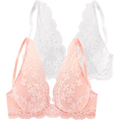 Petite Fleur By Lascana Push-Up-Bh Damen Apricot + Weiß Gr.90d Petite Fleur By Lascana Push-Up-Bh Damen Apricot + Weiß Gr.90d