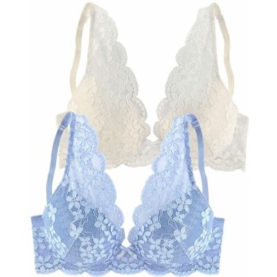 Petite Fleur By Lascana Push-Up-Bh Damen Himmelblau+creme Gr.75a Petite Fleur By Lascana Push-Up-Bh Damen Himmelblau+creme Gr.75a