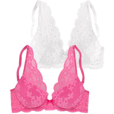 Petite Fleur By Lascana Push-Up-Bh Damen Pink+weiß Gr.85c Petite Fleur By Lascana Push-Up-Bh Damen Pink+weiß Gr.85c