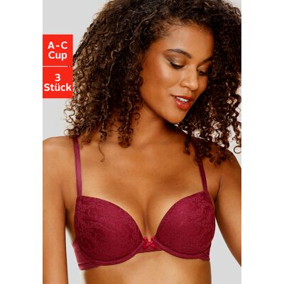 Petite Fleur By Lascana Push-Up-Bh Damen Weiß+rosé+brombeer Gr.75a Petite Fleur By Lascana Push-Up-Bh Damen Weiß+rosé+brombeer Gr.75a