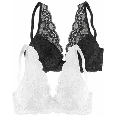 Petite Fleur By Lascana Push-Up-Bh Damen Weiß+schwarz Gr.85a Petite Fleur By Lascana Push-Up-Bh Damen Weiß+schwarz Gr.85a