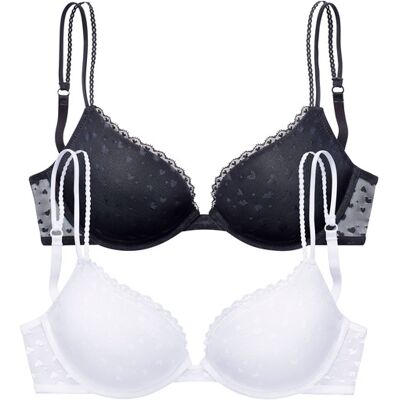 Petite Fleur By Lascana Push-Up-Bh Damen Weiß + Schwarz Gr.75c Petite Fleur By Lascana Push-Up-Bh Damen Weiß + Schwarz Gr.75c