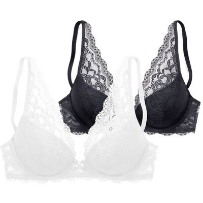 Petite Fleur By Lascana Push-Up-Bh Damen Weiß+schwarz Gr.75a Petite Fleur By Lascana Push-Up-Bh Damen Weiß+schwarz Gr.75a