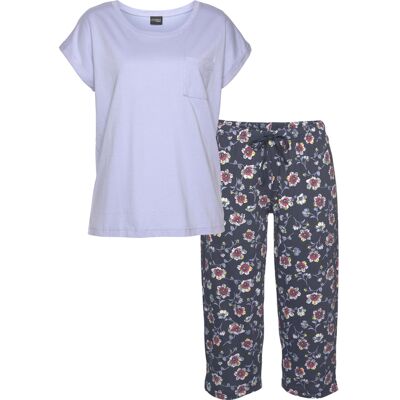 Vivance Dreams By Lascana Damen Capri-Pyjama Hellblau/dunkelblau-Geblümt Gr.32/34 Vivance Dreams By Lascana Damen Capri-Pyjama Hellblau/dunkelblau-Geblümt Gr.32/34