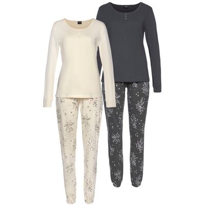 Vivance Dreams By Lascana Damen Pyjama Anthrazit + Creme Gr.40/42 Vivance Dreams By Lascana Damen Pyjama Anthrazit + Creme Gr.40/42