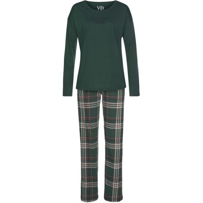 Vivance Dreams By Lascana Damen Pyjama Dunkelgrün-Kariert Gr.40/42 Vivance Dreams By Lascana Damen Pyjama Dunkelgrün-Kariert Gr.40/42