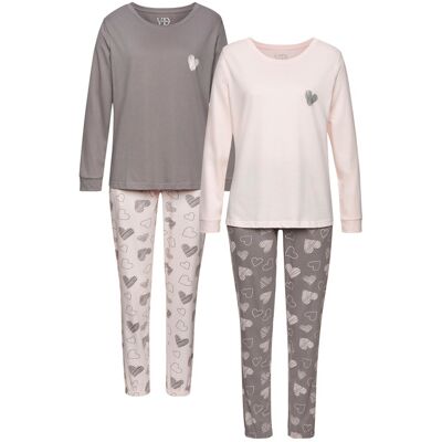 Vivance Dreams By Lascana Damen Pyjama Rosa/grau Gr.40/42 Vivance Dreams By Lascana Damen Pyjama Rosa/grau Gr.40/42