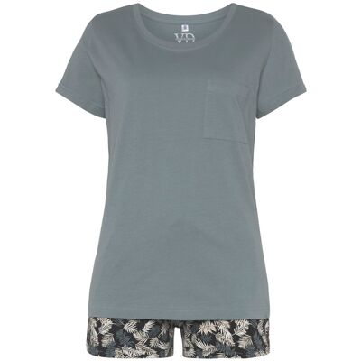 Vivance Dreams By Lascana Damen Shorty Graublau Schwarz-Gemustert Gr.44/46 Vivance Dreams By Lascana Damen Shorty Graublau Schwarz-Gemustert Gr.44/46