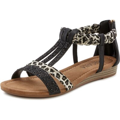 Lascana Sandale Damen Schwarz/leo Gr.43 Lascana Sandale Damen Schwarz/leo Gr.43