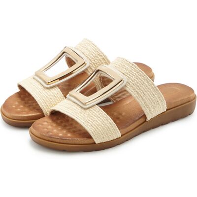 Vivance By Lascana Pantolette Damen Beige/goldfarben Gr.37 Vivance By Lascana Pantolette Damen Beige/goldfarben Gr.37