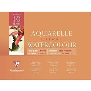 Clairefontaine 96572C Aquarellblock Etival (4-seitig verleimt, 10 Blatt, 300g, für alle Nasstechniken geeignet, feinkörnig, 100% Zellulose, 30 x 40 cm, 10 Blatt) weiß Clairefontaine 96572C Aquarellblock Etival (4-seitig verleimt, 10 Blatt, 300g, für alle Nasstechniken geeignet, feinkörnig, 100% Zellulose, 30 x 40 cm, 10 Blatt) weiß