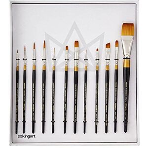 KINGART Original Gold Wood Handle Brush Set 12/Pkg- KINGART Original Gold Wood Handle Brush Set 12/Pkg-