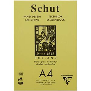 Clairefontaine SCH11804C Skizzenblock Shut Papier "petit grain" 125g, 100 Blatt 21x29,7 cm, Weiß Clairefontaine SCH11804C Skizzenblock Shut Papier "petit grain" 125g, 100 Blatt 21x29,7 cm, Weiß