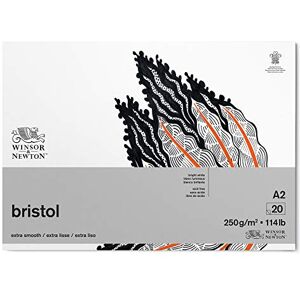 Winsor & Newton 6661547 Bristol Zeichenpapier im Block 20 Blatt DIN A2, 250g/m², kopfgeleimt, strahlend weißes Papier für Zeichnungen mit technischen Stiften, Finelinern, Tusche, Markern, Airbrush Winsor & Newton 6661547 Bristol Zeichenpapier im Block 20 Blatt DIN A2, 250g/m², kopfgeleimt, strahlend weißes Papier für Zeichnungen mit technischen Stiften, Finelinern, Tusche, Markern, Airbrush