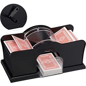 Relaxdays Kartenmischmaschine, 2 Decks, mit Kurbel, manuelles Mischgerät für Spielkarten mit der Größe 9 x 6.5 cm, Kunststoff, schwarz, 1 Stück Relaxdays Kartenmischmaschine, 2 Decks, mit Kurbel, manuelles Mischgerät für Spielkarten mit der Größe 9 x 6.5 cm, Kunststoff, schwarz, 1 Stück